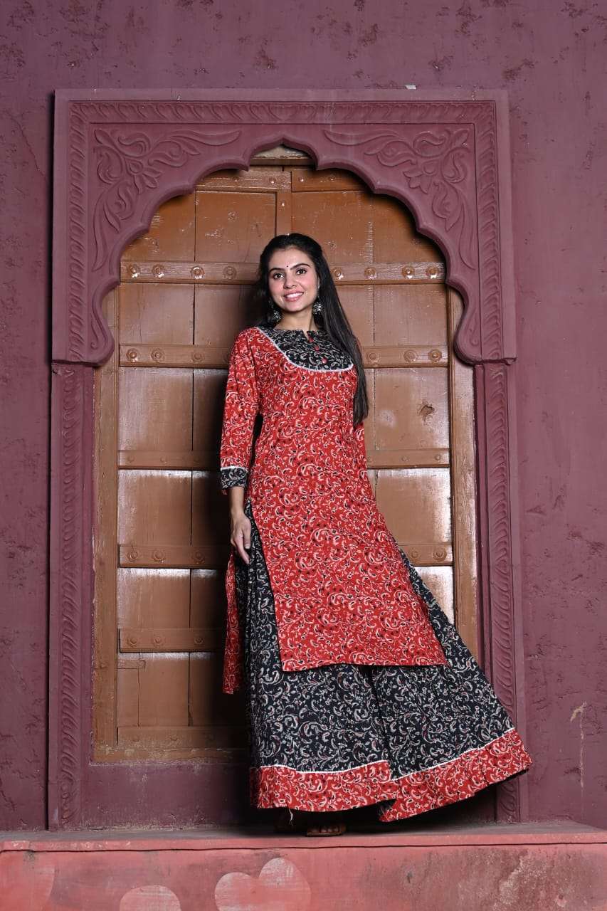 Printed Cotton Kurti Sharara Suit Set at Rs 1060/set in Jaipur | ID:  25616715830