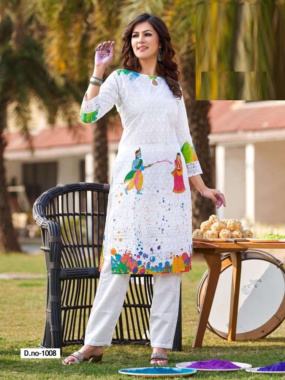 White Holi Dress and Suit for Women at JOVI Fashion by JOVIFASHION, Made in  India