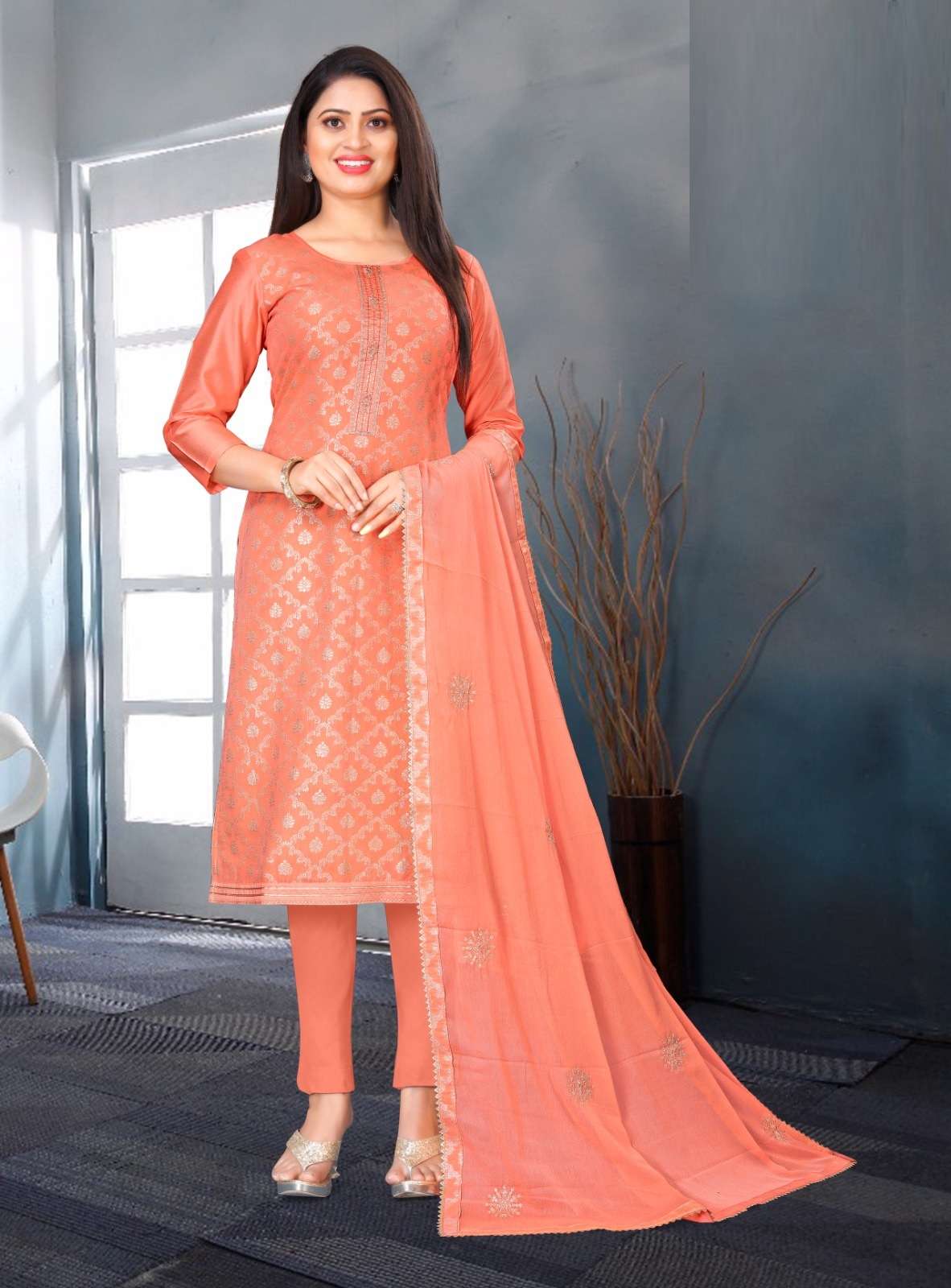 Buy Peach Art Silk Party Wear Plain Readymade Salwar Suit Online From  Wholesale Salwar.