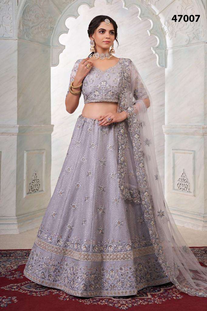 Arya Designs Vol 45 Dno 47001 47007 Series Women Indian Designer Net Fancy Lehenga Choli Party Wedding Festive Wear Ghagra Choli At Wholesale price