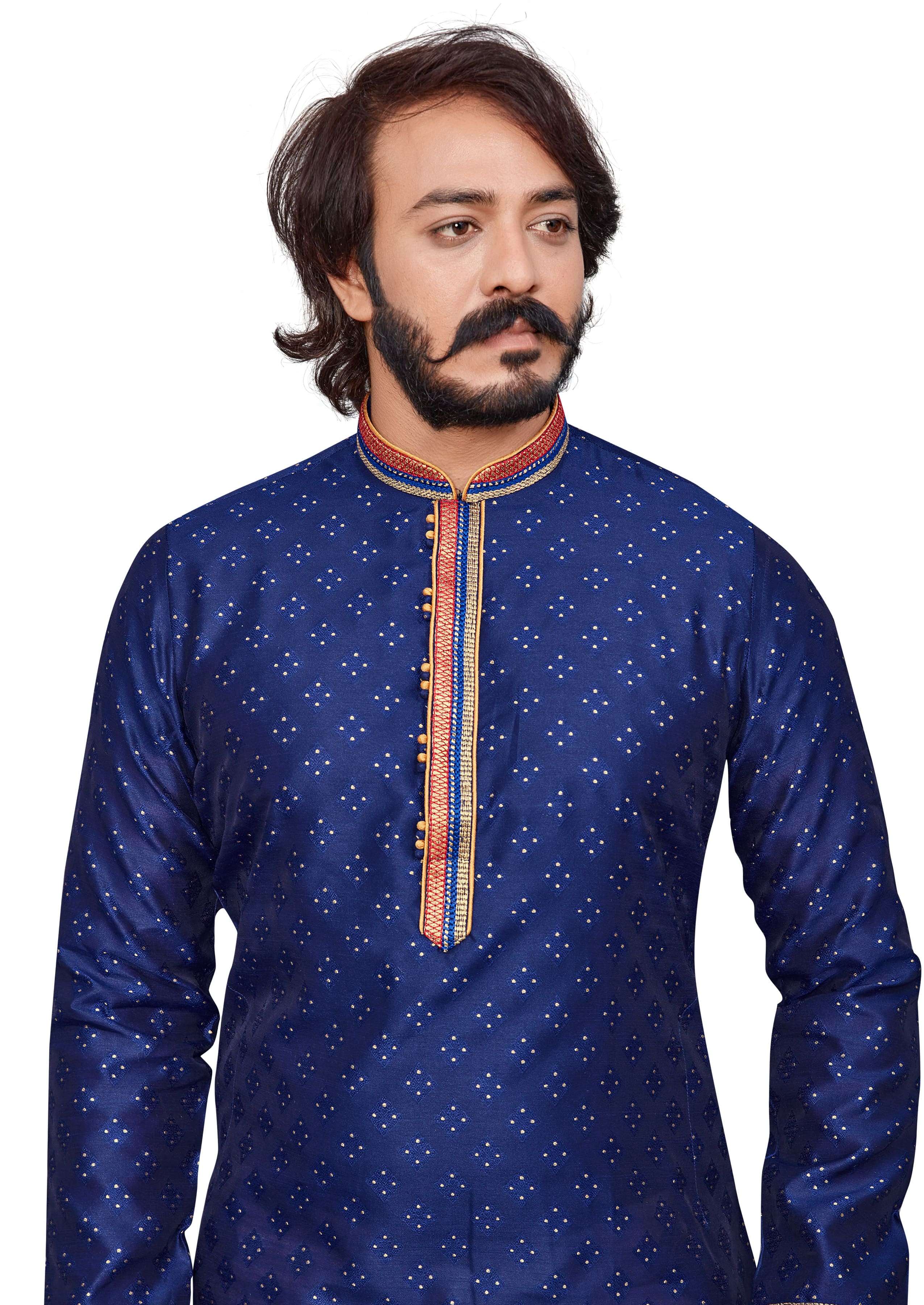 Outlook Dno D-19 Traditional Mens Indian Jacquard Silk Kurta Pajama ...