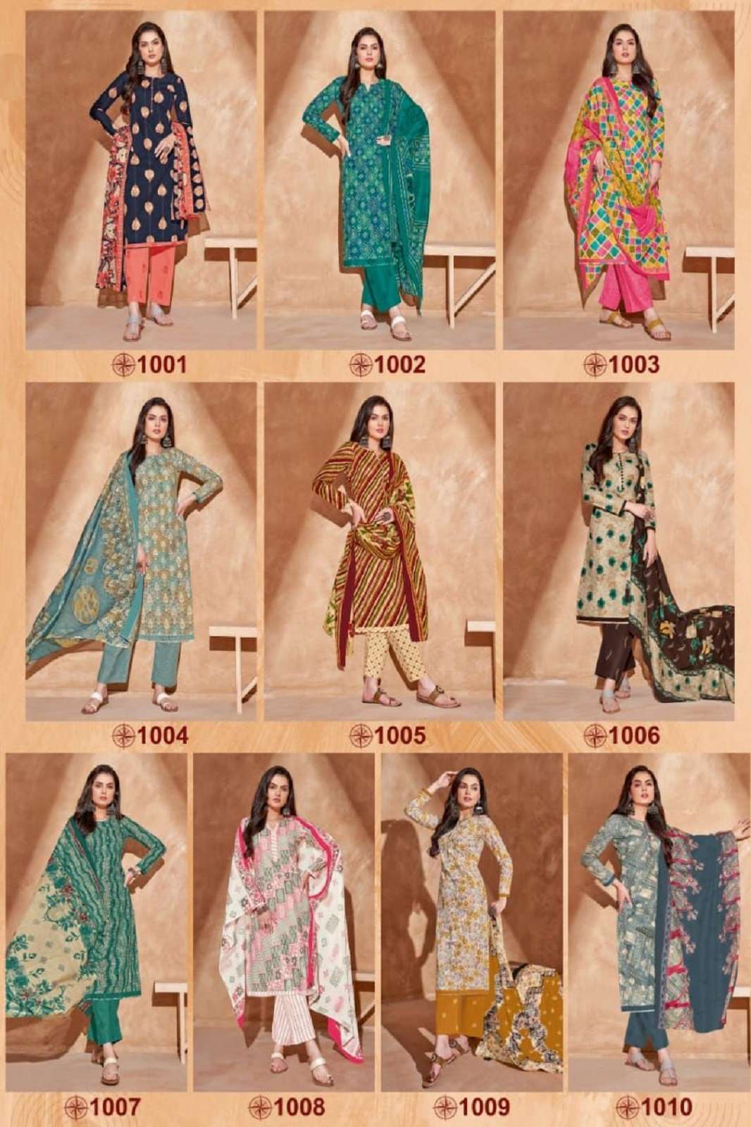 Blue Printed Stitched Suit Set, Kashvi-1009