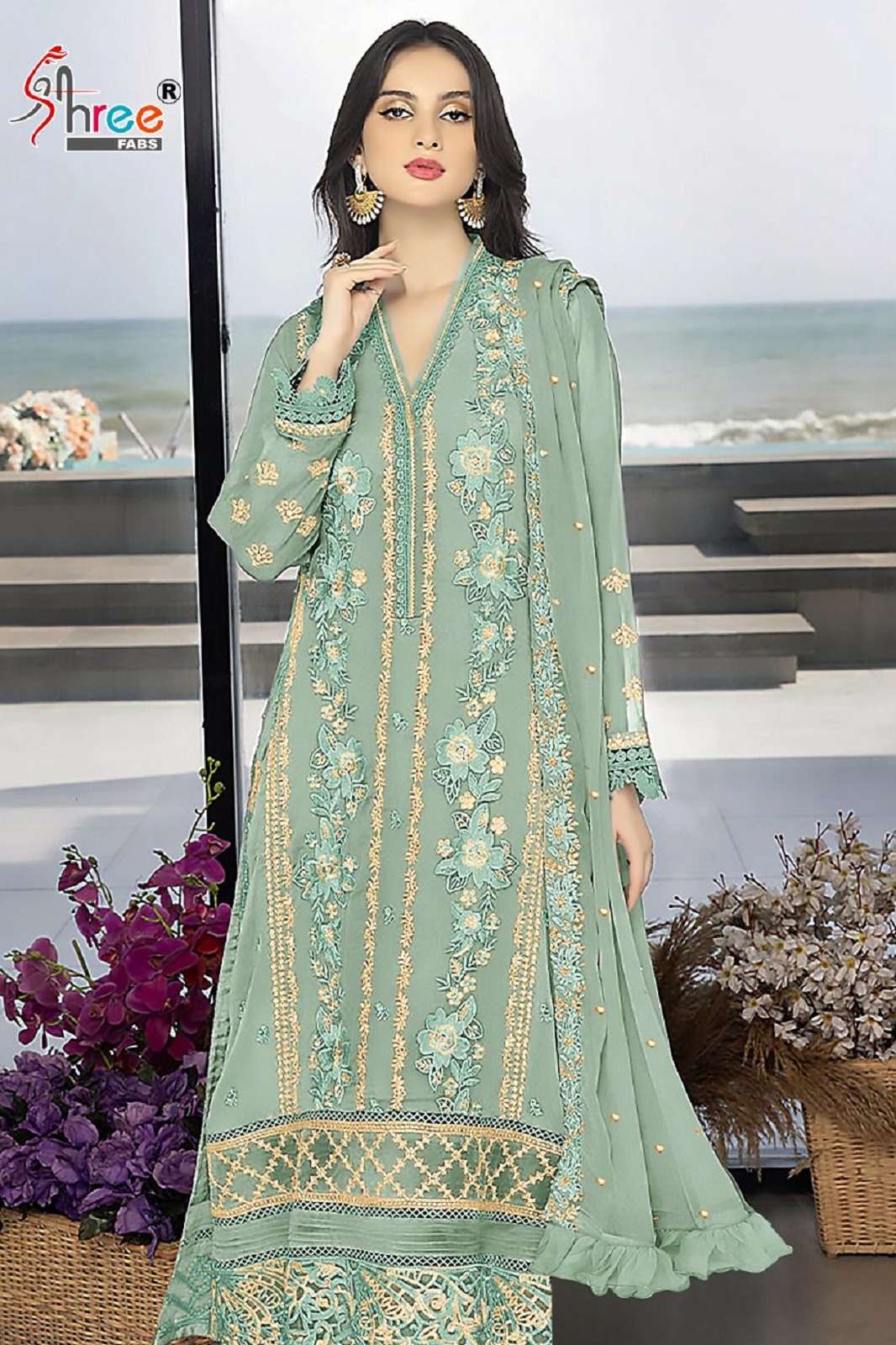 Simple Salvar SHREE FAB S 846 A TO D SEMI STICHED PAKISTANI SALWAR SUITS
