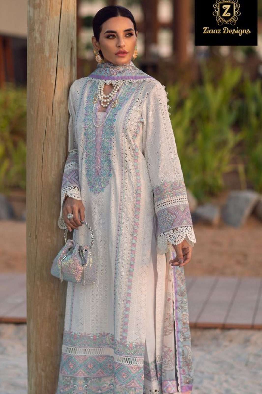 Designer Heavy Georgette With Embroidery Work And Sequence Work Pakistani  Suit White Color DN 137