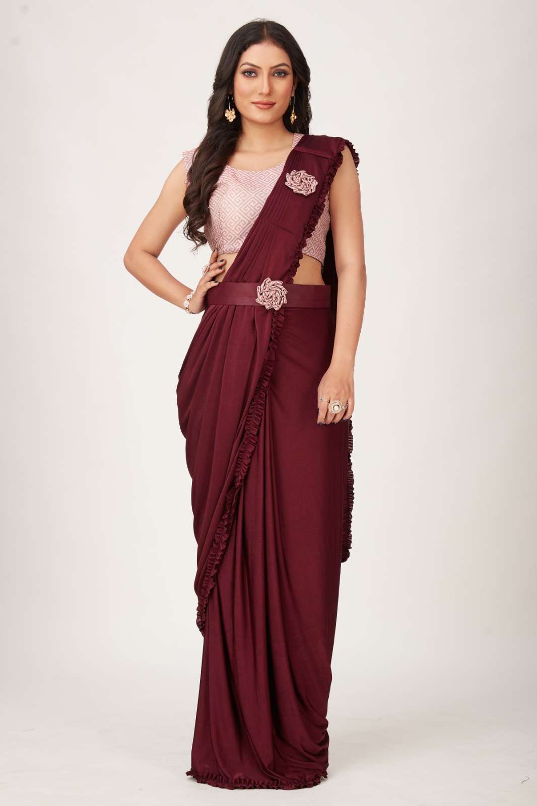 Niharika Konidela looks ravishing in a red ruffle saree! | Ruffle saree,  Bridal sarees south indian, Unique blouse designs