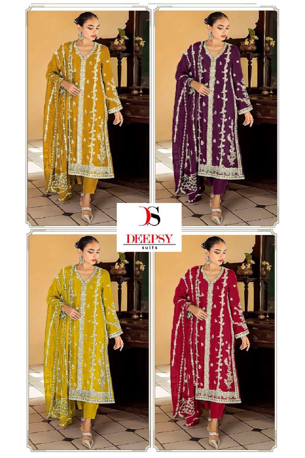 DEEPSY SUITS 2025 A TO D ORGANZA SEMI STICHED SUITS