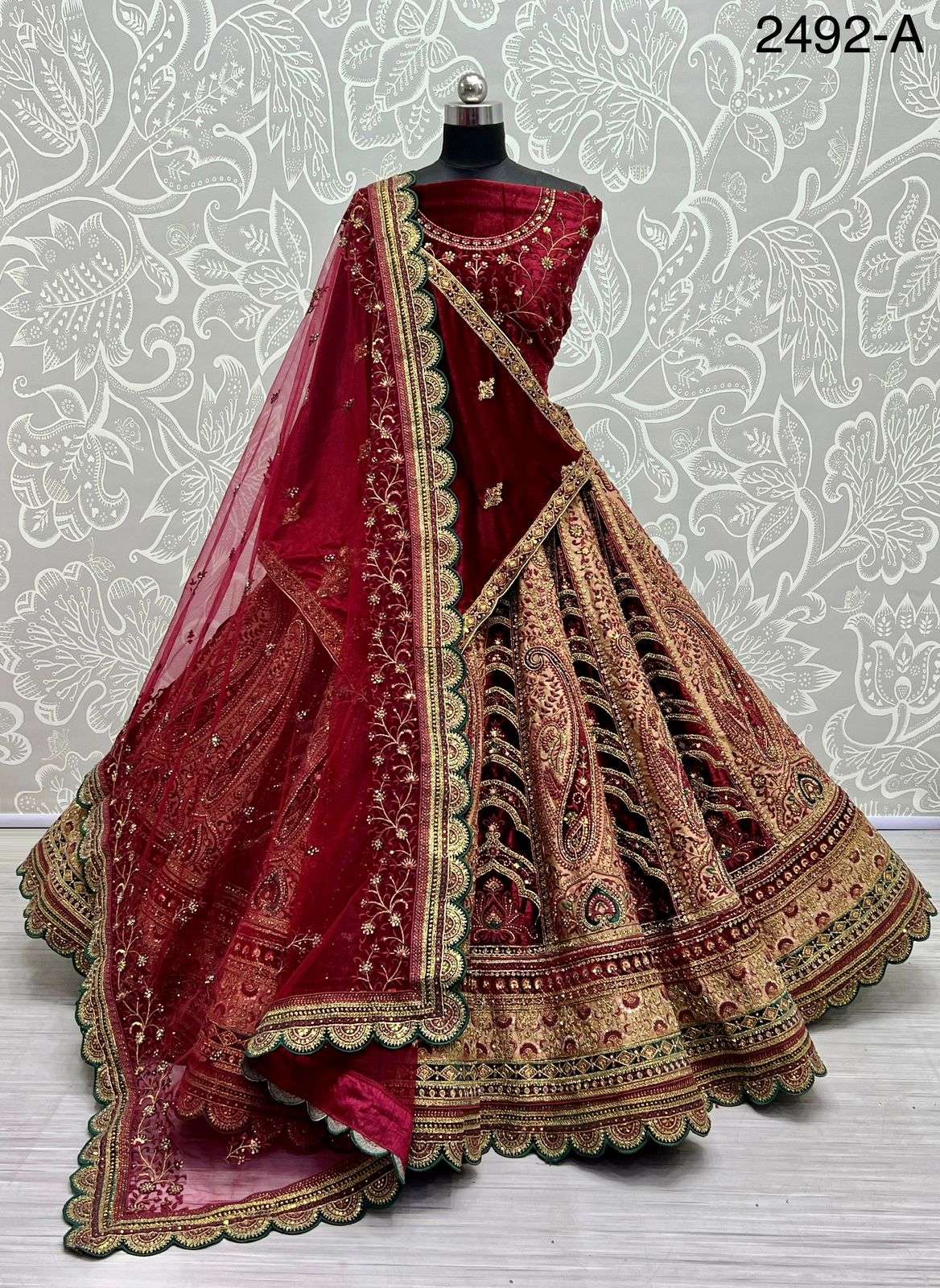 Buy Wine Double Dupatta Lehenga Set by ANGAD SINGH at Ogaan Online Shopping  Site