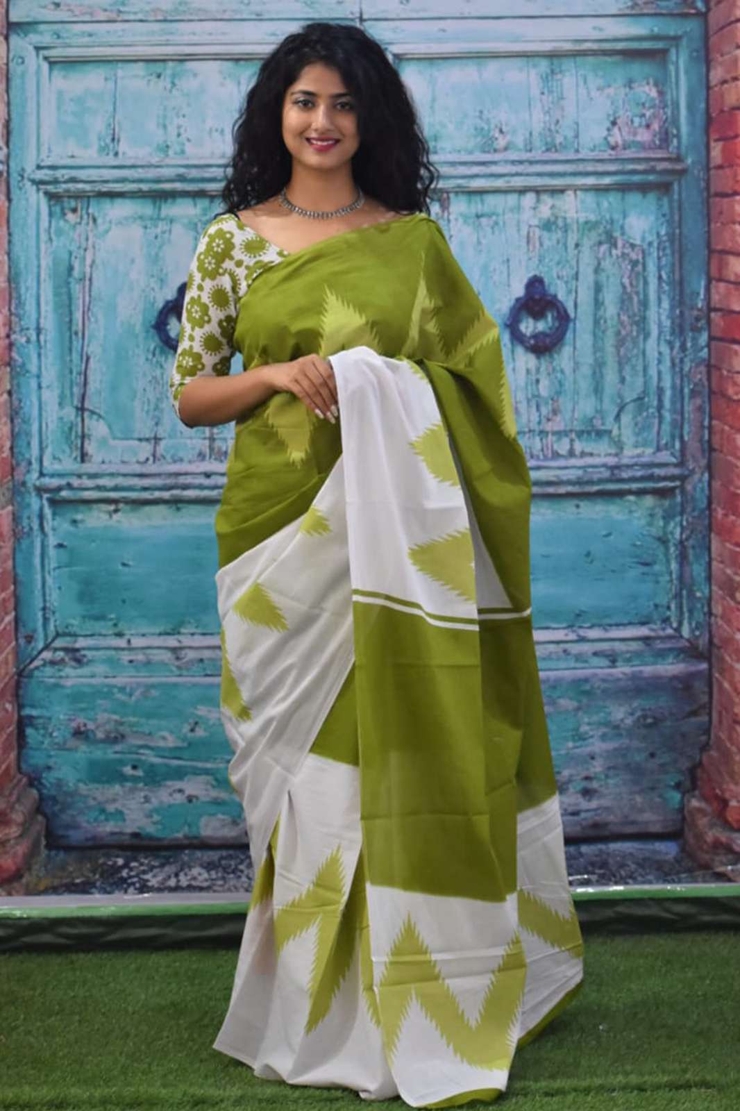 MULMUL CLAIRE BLOCK PRINTED ONE-SHOULDER DRESS main image 1