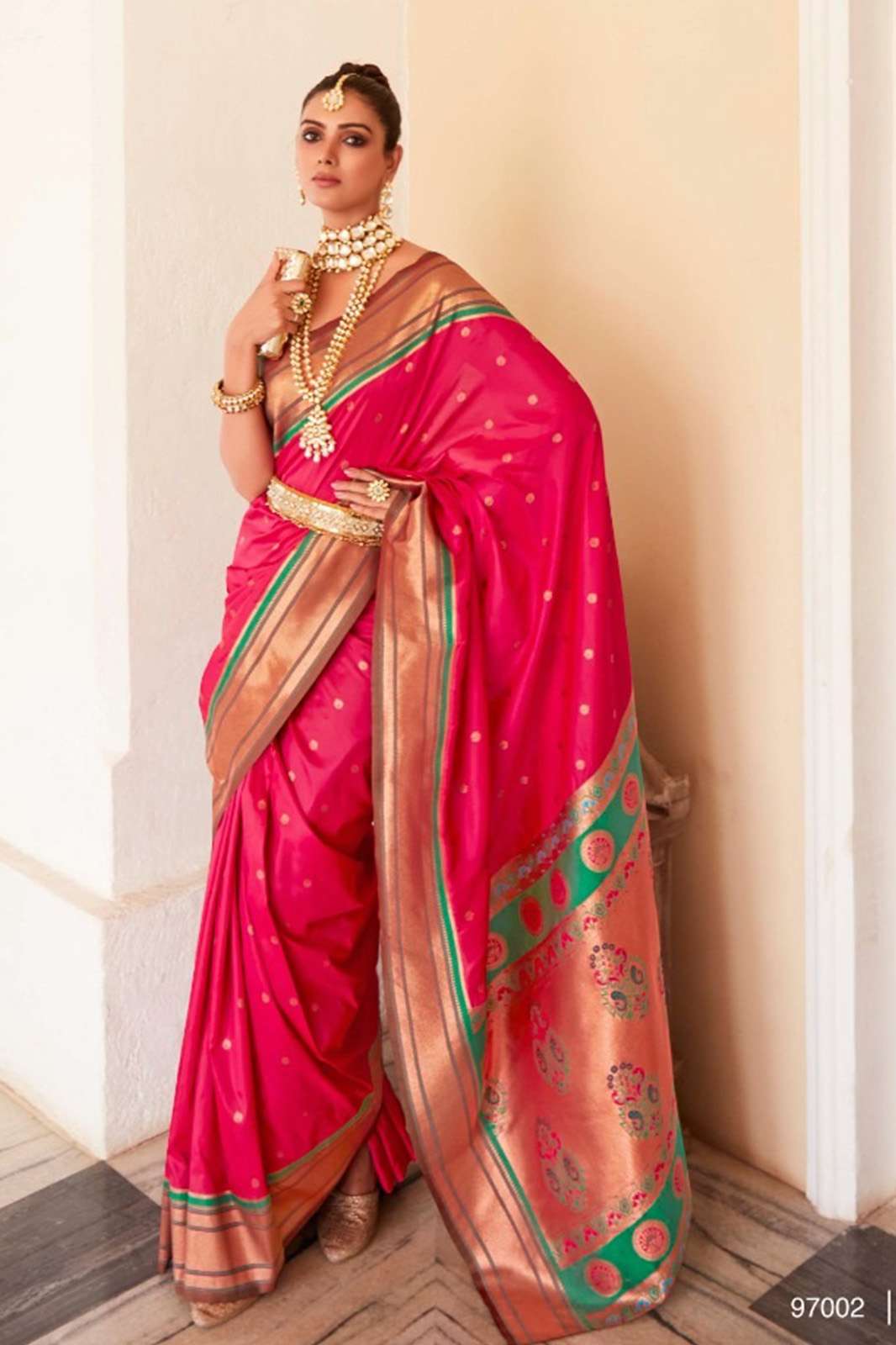 Pure Silk Peshwai Paithani Saree - Orange