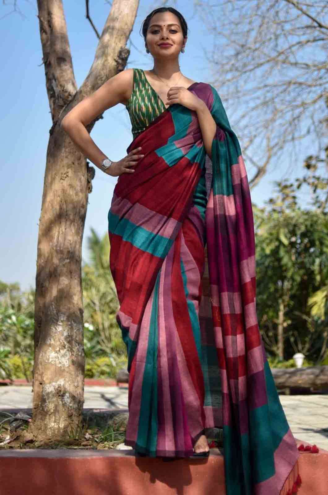 Beautiful Khadi Saree. | Saree blouse designs latest, Trendy sarees, Saree  blouse designs