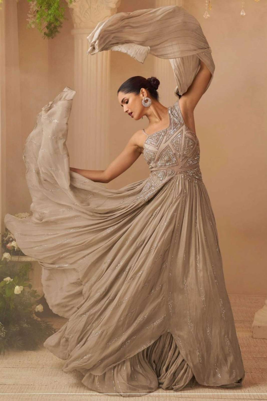 SAYURI AAROHI READY TO WEAR PREMIUM REAL CHINON SILK DESIGNER GOWN