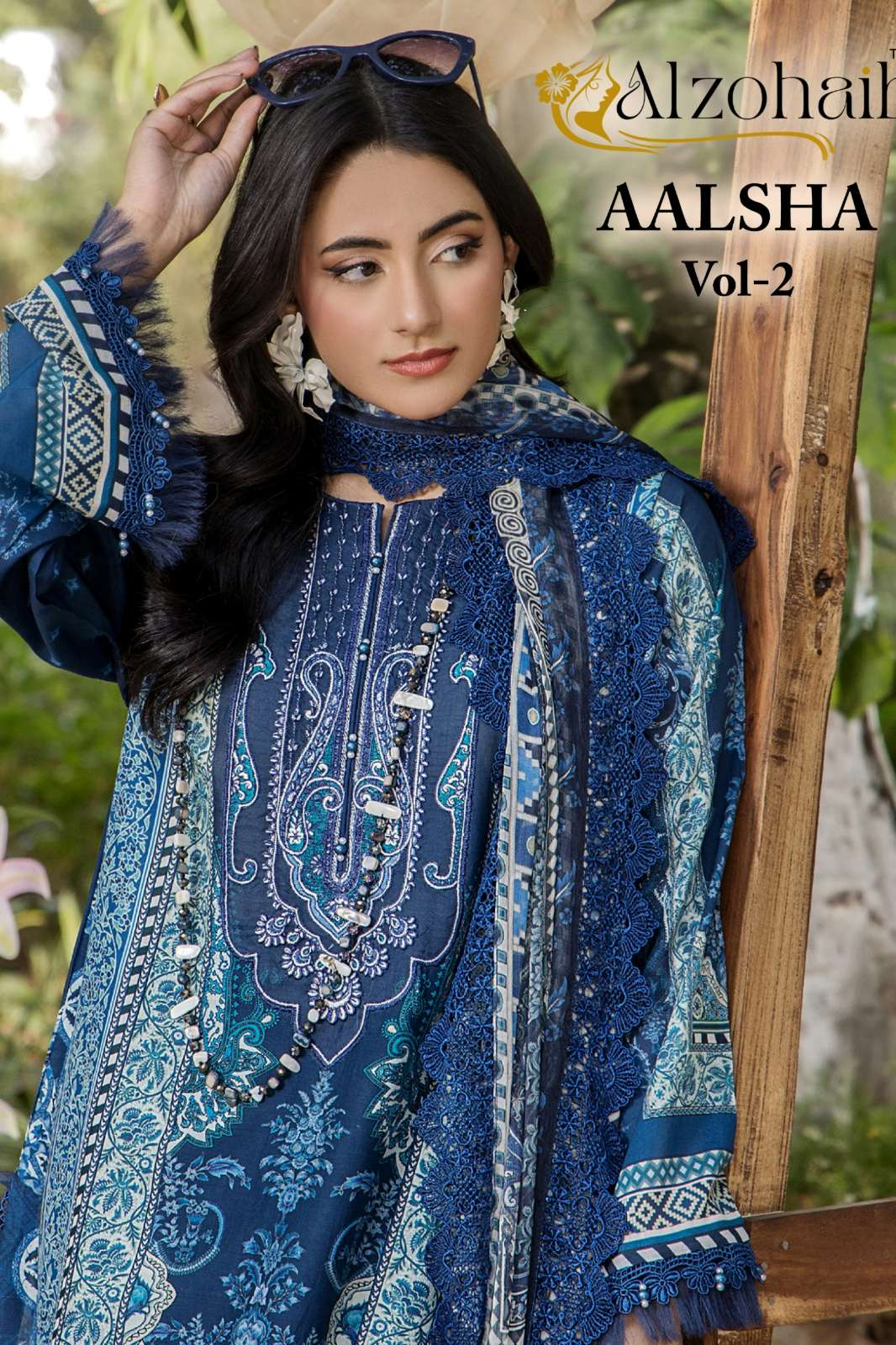 Alzohaib AALSHA VOL 2 Pure Cotton Patcha Work Pakistani Suit