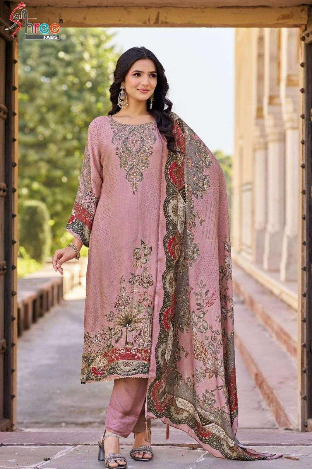 Shree Fabs KT 311 Pure Viscous Maslin Digital Print & Aari Work Pakistani Suit 