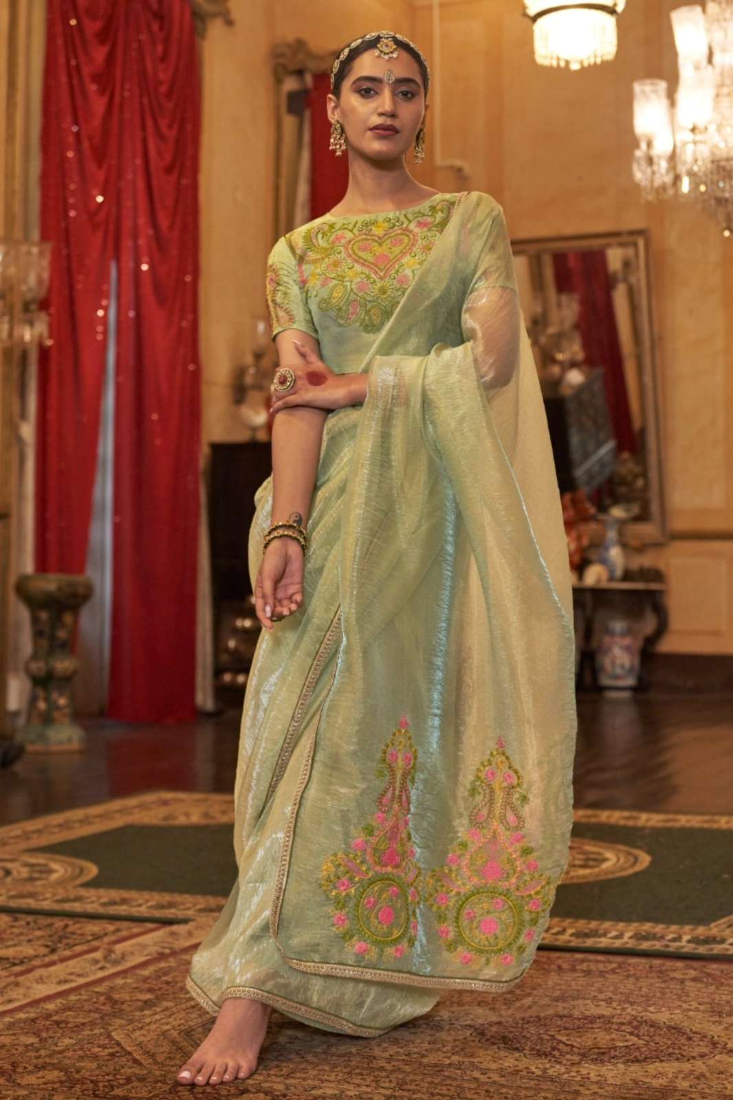 SHRI BALAJI PRESENTS KALASUTRA TISSUE MULTI THREAD EMBROIDERED WEDDING SAREE COLLECTION