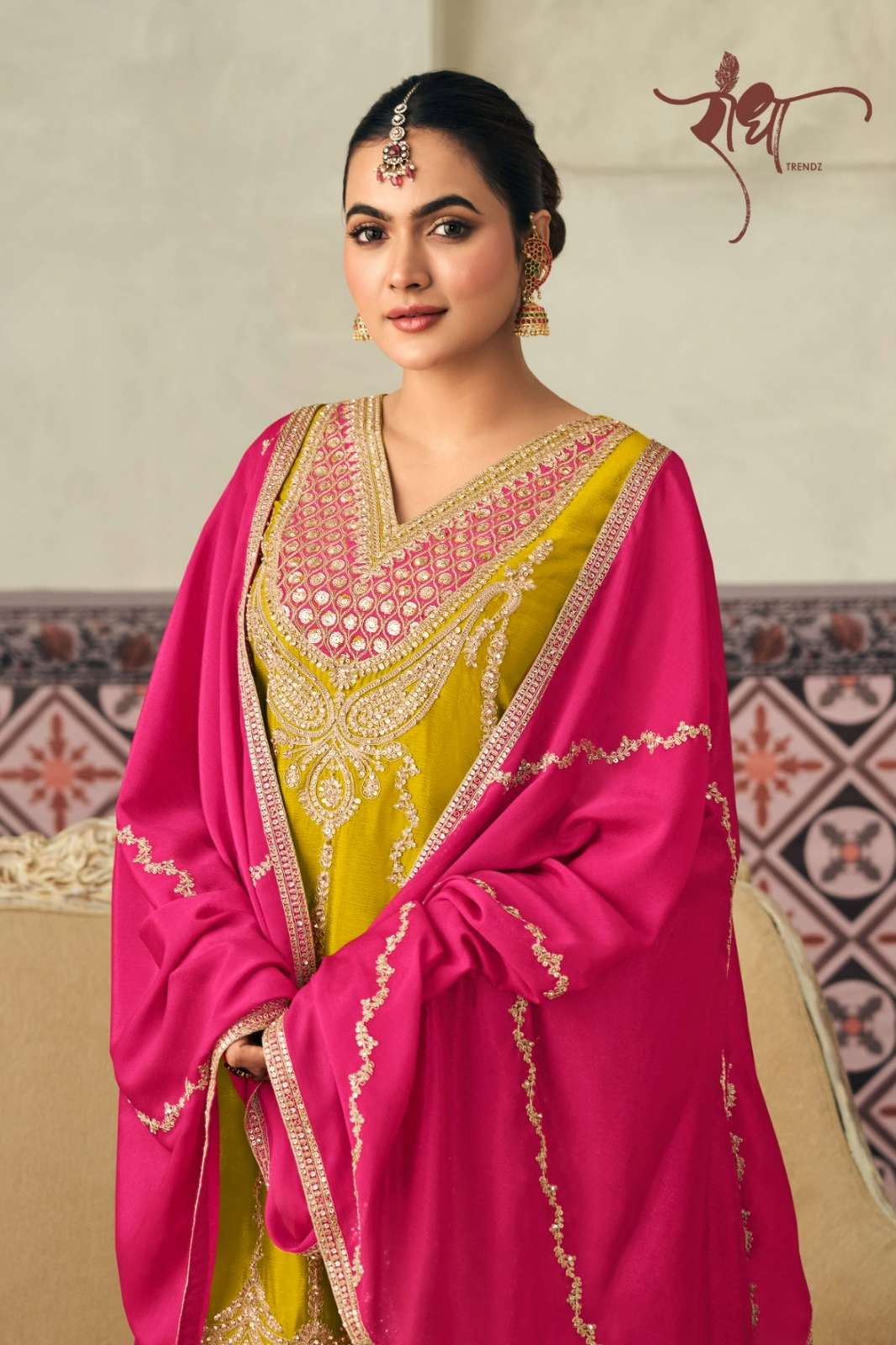 Radha Trendz HEER PREMIUM BLOOMING CHINON WITH EMBROIDARY WORK & ZERKAN WORK Party Wear Suit