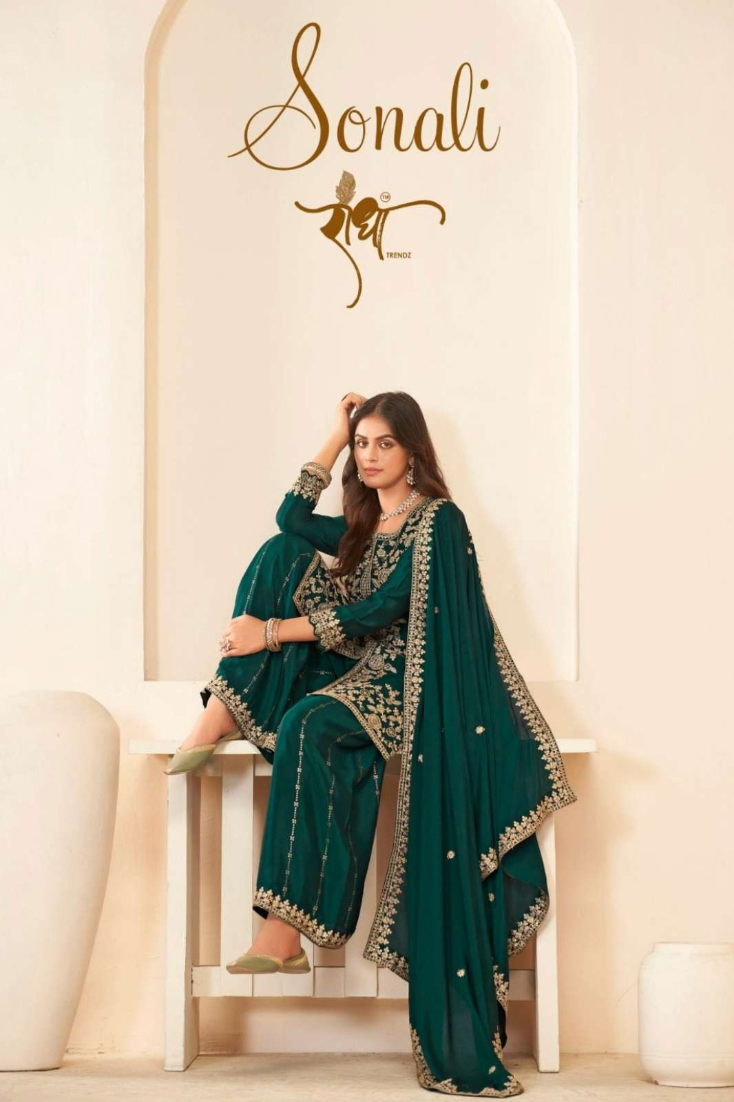 Radha Trendz SONALI Chinon Thread and Zarkan Embroidered Eid special Pakistani Suit