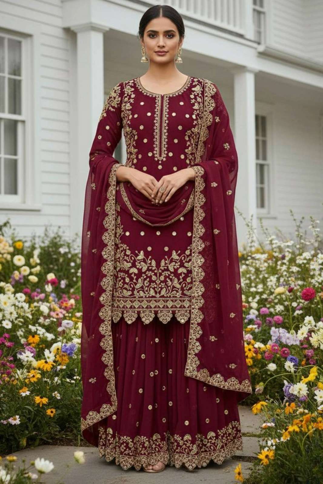 Shri Balaji Emporium HK 1713 Heavy Faux Georgette Embroidery & Sequence Work Suit