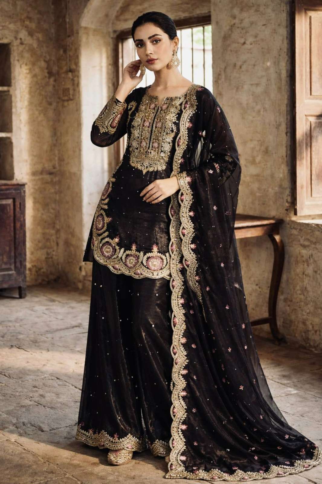 Shri Balaji Emporium HK 1735 Silk Thread and sequence Embroidered Ready to wear Muslim Suit