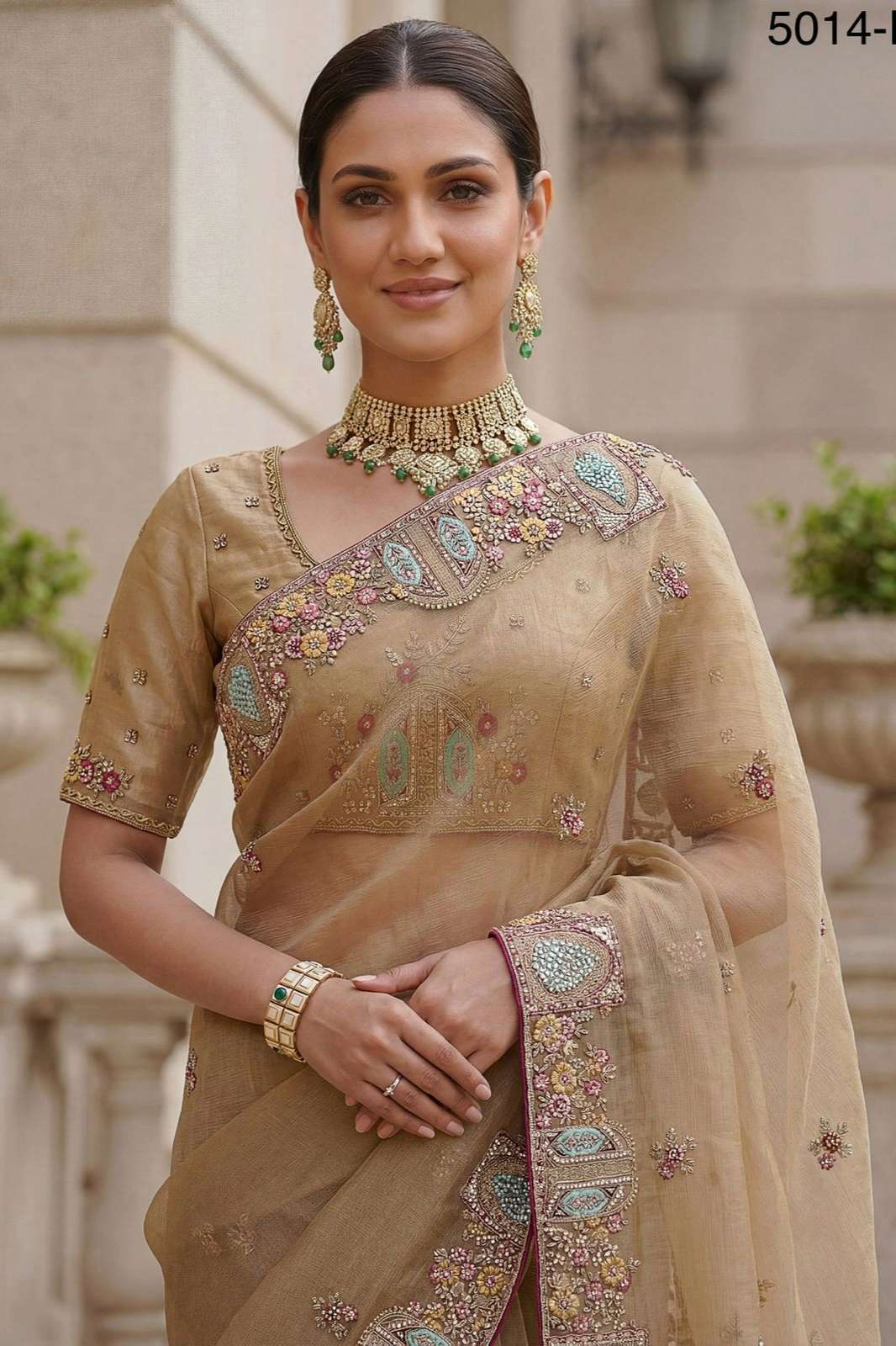 Shri Balaji Emporium 5014 Gabana Silk Designer Patch Dori Multi Thread Zari sequins and Zircon Diamond studded Sarees