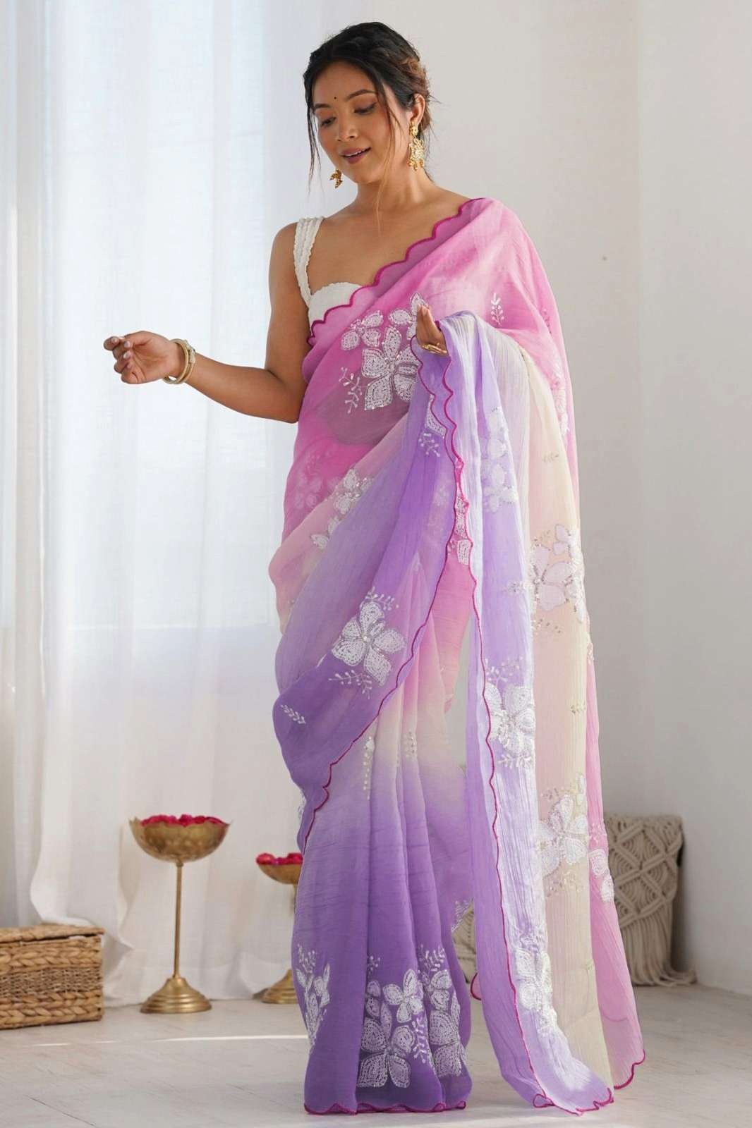 Shri Balaji Emporium A75 GOLD CRUSH SILK EMBROIDERY WORK SAREE  COLLECTION 