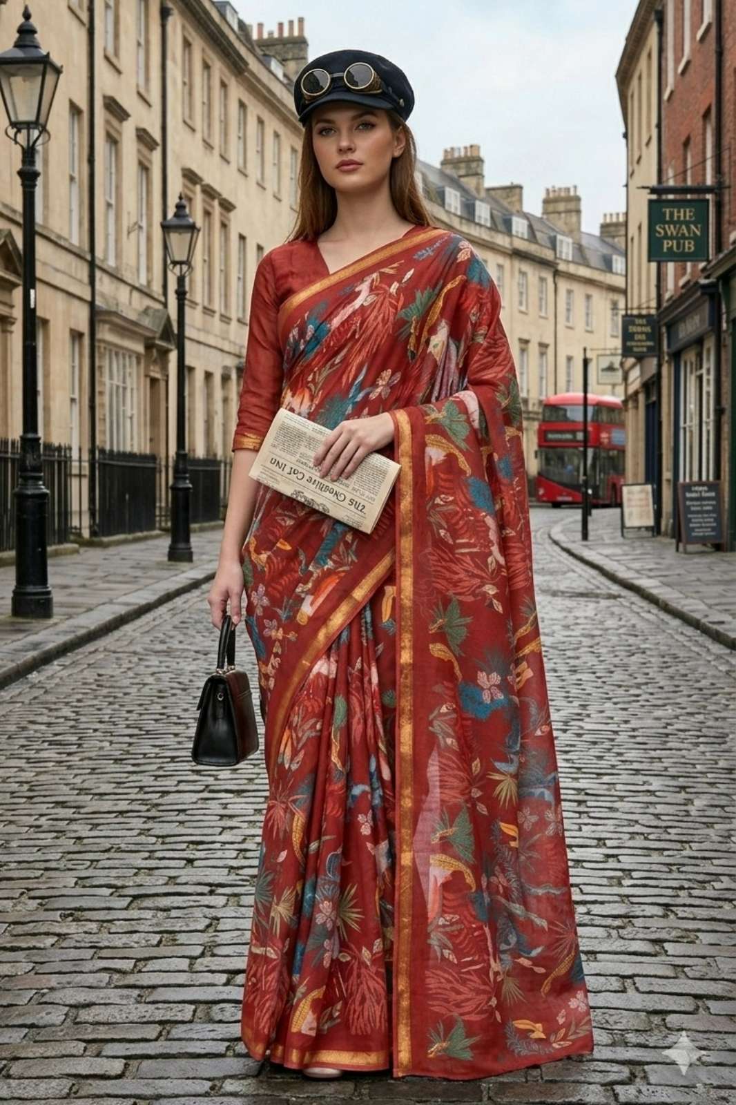Shri Balaji Emporium Global Fuison 1 Mul Fabric With Contemporary digital prints Saree 