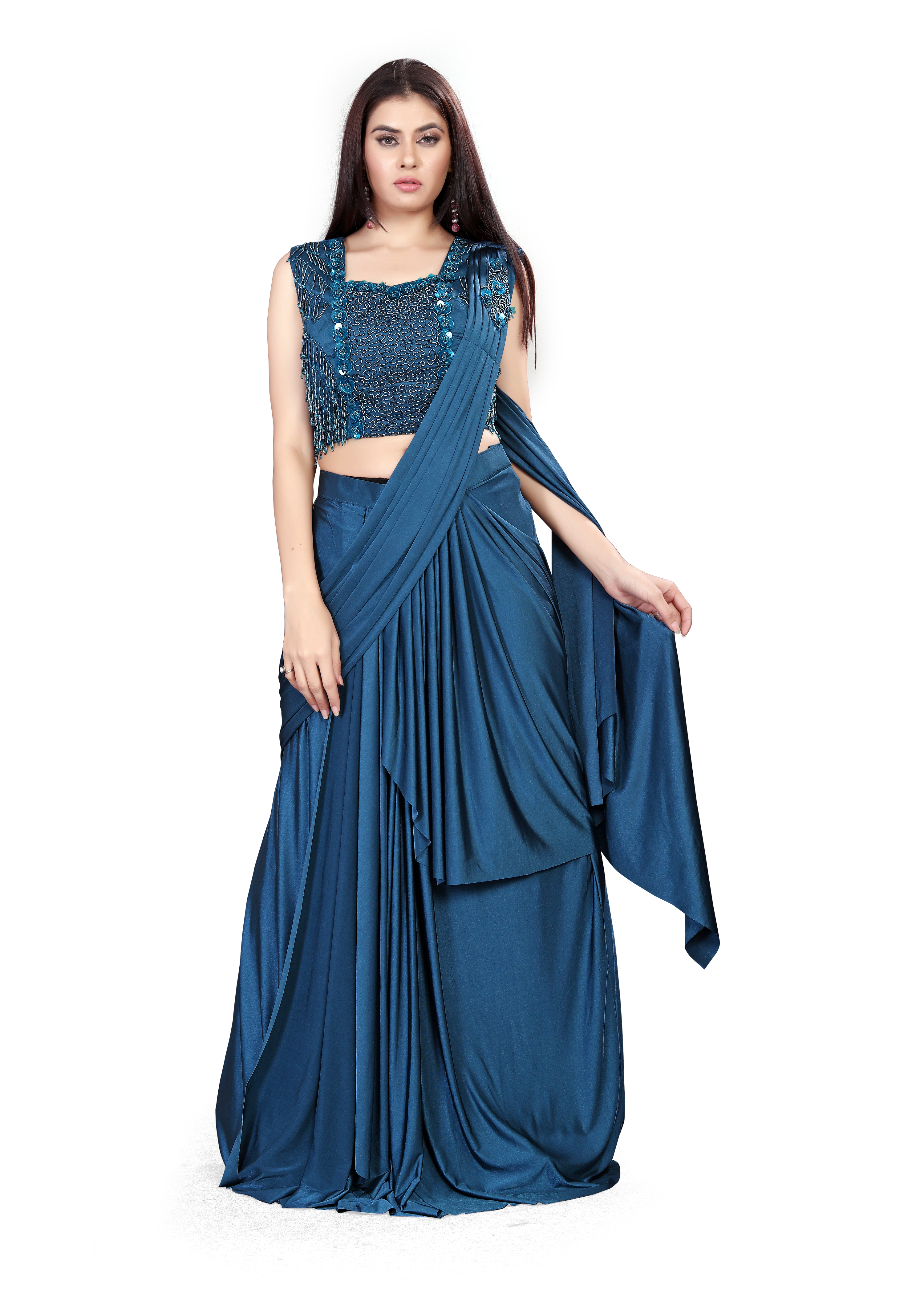 4 Color Imported Lycra Designer Ready To Wear Saree at Rs 1549 in