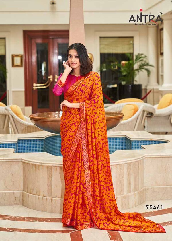 Antra Sherlyn Crape Printed Crape Saree New Catalog In Wholesale Price