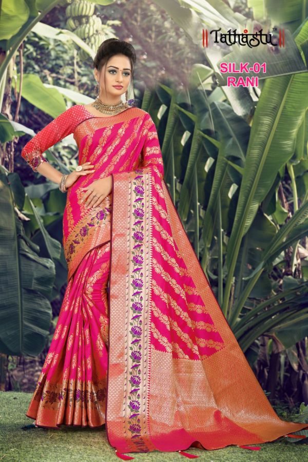 BUNAWAT SURJYOTI SILK Heavy Woven Work on Full Body and Rich Woven Pallu  With Tassels saree