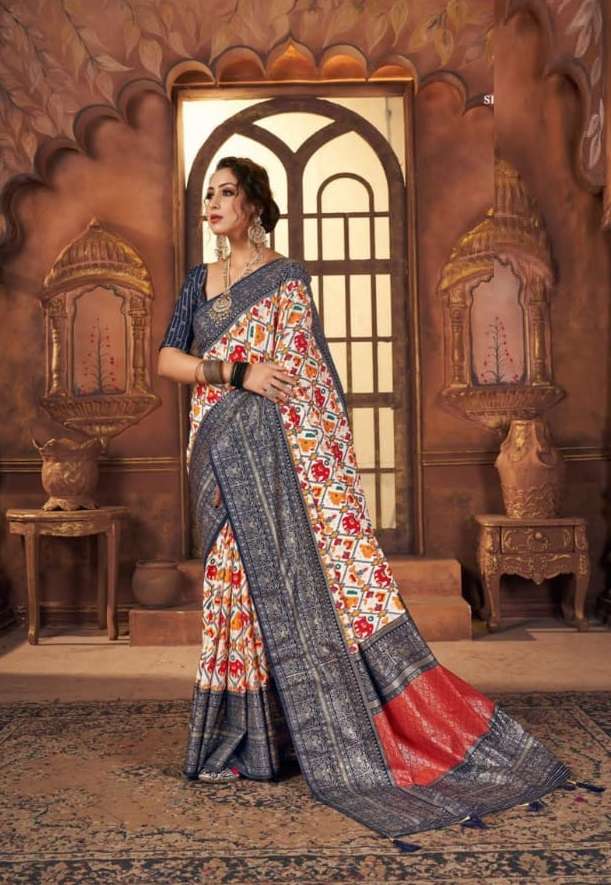 Powder Blue Georgette Embroidered Sarees For Women Online at Soch