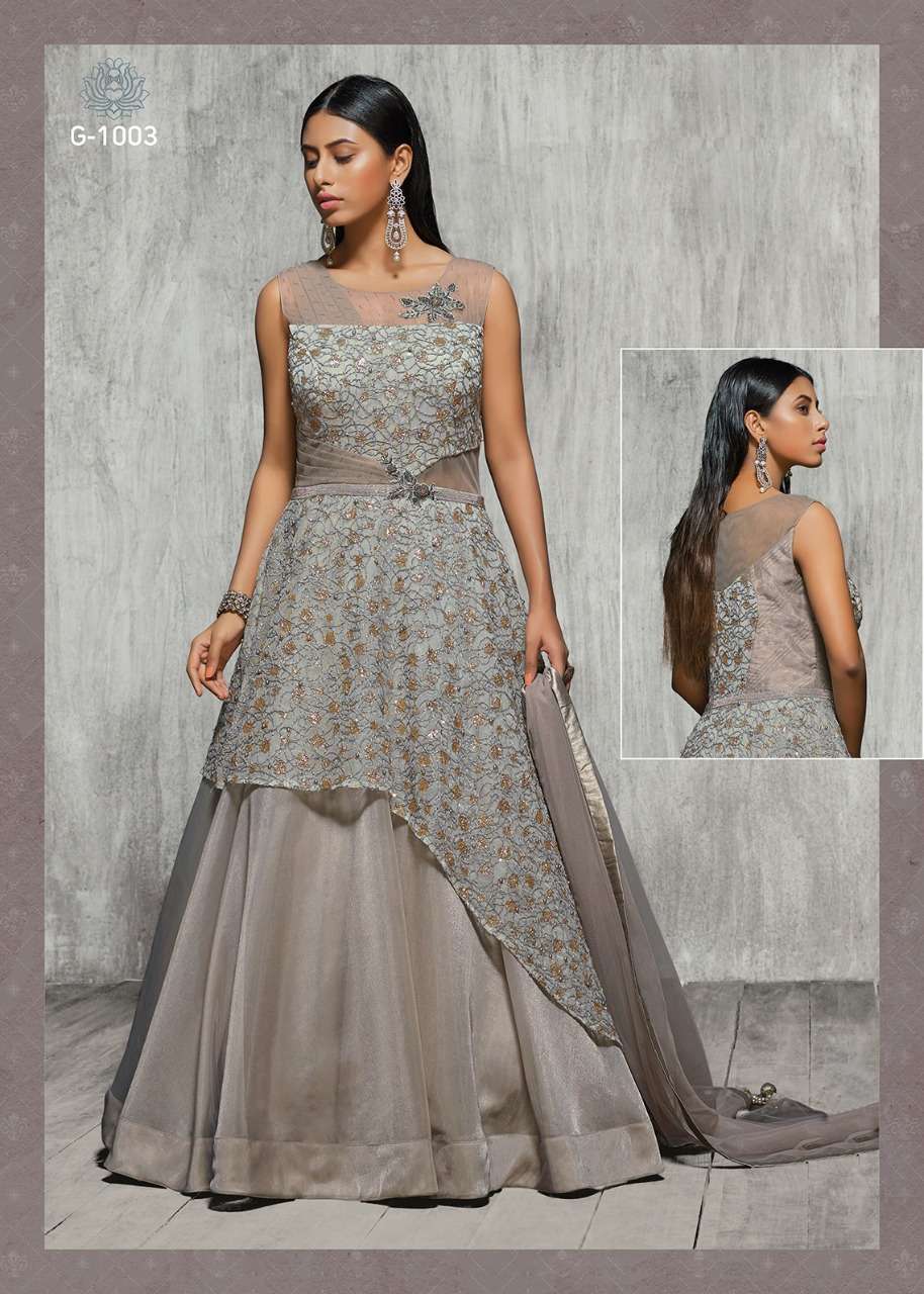 Beautiful Net Gown with hand embroidery embellishment. | Gown party wear,  Indian gowns dresses, Party wear dresses