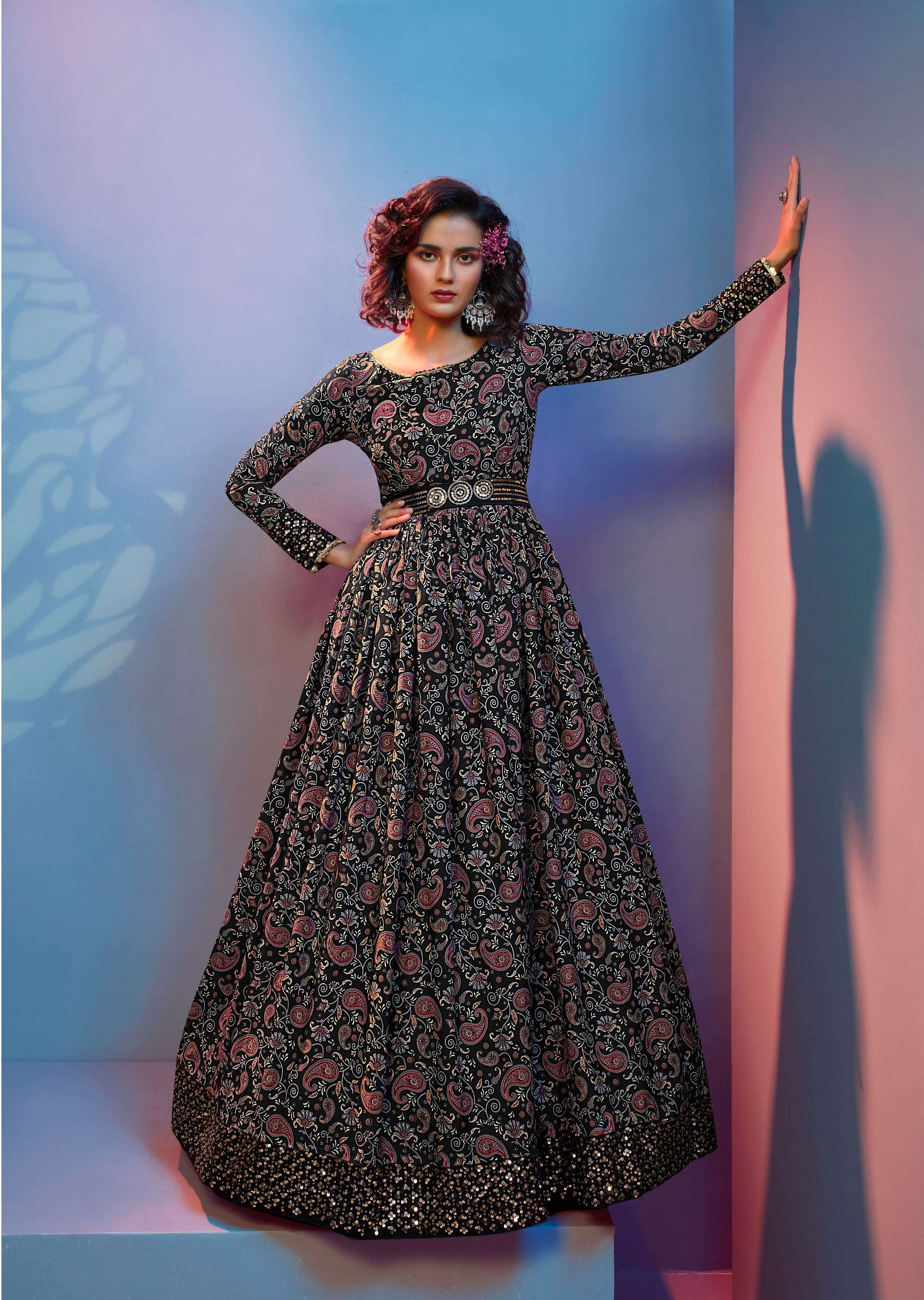 SHUBHKALA PRESENTS FLORY VOL 19 4721 4725 SERIES INDIAN WOMEN DESIGNER DIGITAL PRINTED GOWN PARTY WEDDING WEAR COLLECTION