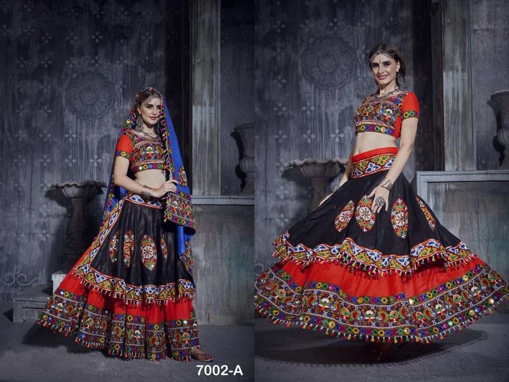 The rich red hue of the pure silk ghagra choli