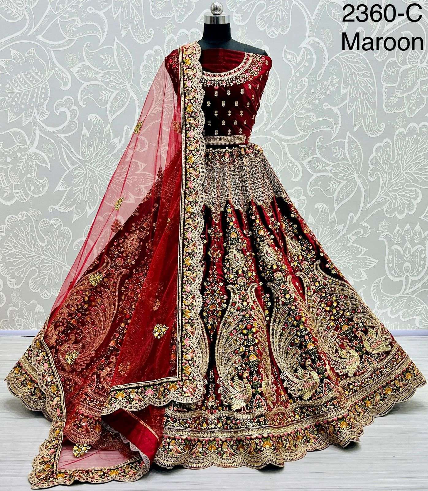 Maroon bridal lehenga | Design By Shivani