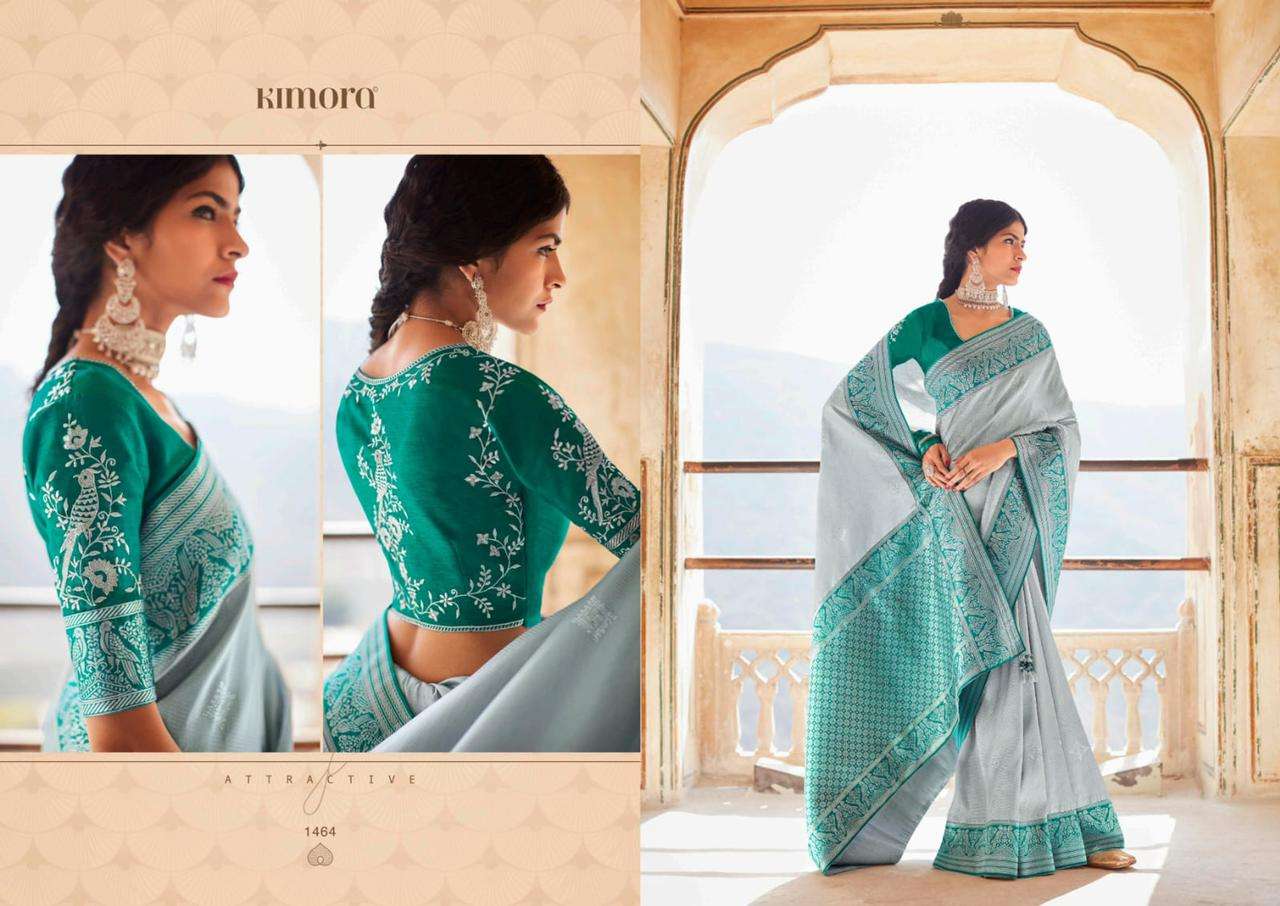 KIMORA PRESENTS SUNEHRI VOL-18 1451 TO 1465 SERIES FANCY DESIGNER SAREES  COLLECTION AT WHOLESALE RATES N639