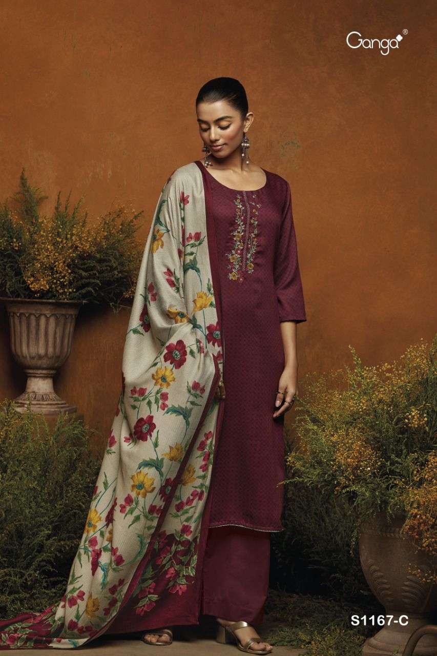 Ganga Pashmina Winter Woolen Unstitched Suit Materials for Women – Stilento