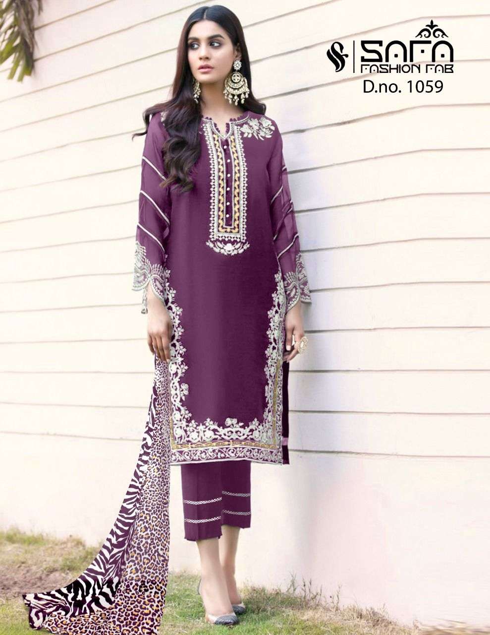 SAFA FASHION PRESENTS 1059 DESIGN GEORGETTE READYMADE PAKISTANI SUITS  COLLECTION AT WHOLESALE PRICE N1125