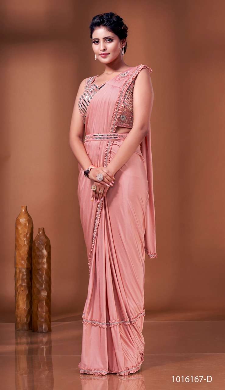Buy Pink Viscose Georgette Round Embroidered Saree Gown For Women by Vivek  Patel Online at Aza Fashions.