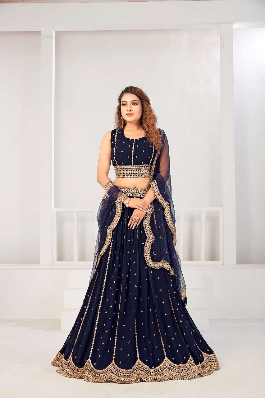 BLACK MIRROR LEHENGA CHOLI SET BY FASHID WHOLESALE DESIGNER PAKISTANI SUITS  COLORFUL STYLISH FANCY BEAUTIFUL COLLECTION CASUAL WEAR & ETHNIC WEAR  GEORGETTE EMBROIDERED DRESSES AT WHOLESALE PRICE