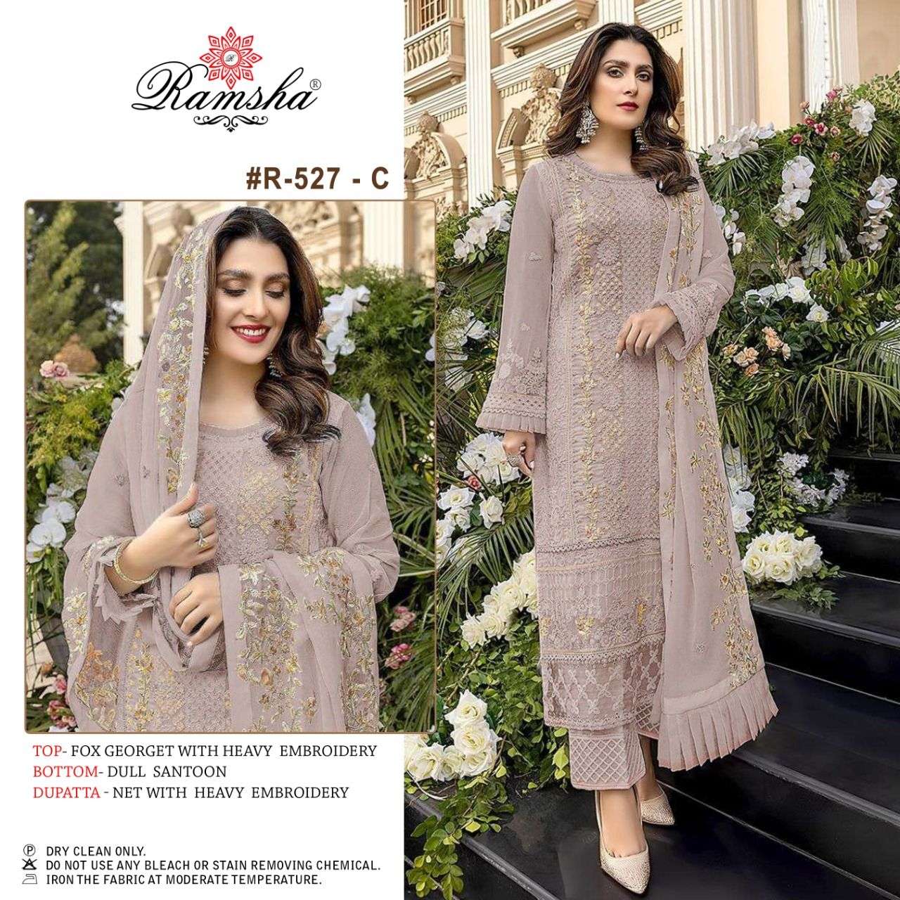 RAMSHA PRESENTS 527 COLOURS GEORGETTE INDIAN PAKISTANI SUITS COLLECTION AT  WHOLESALE PRICE N1232