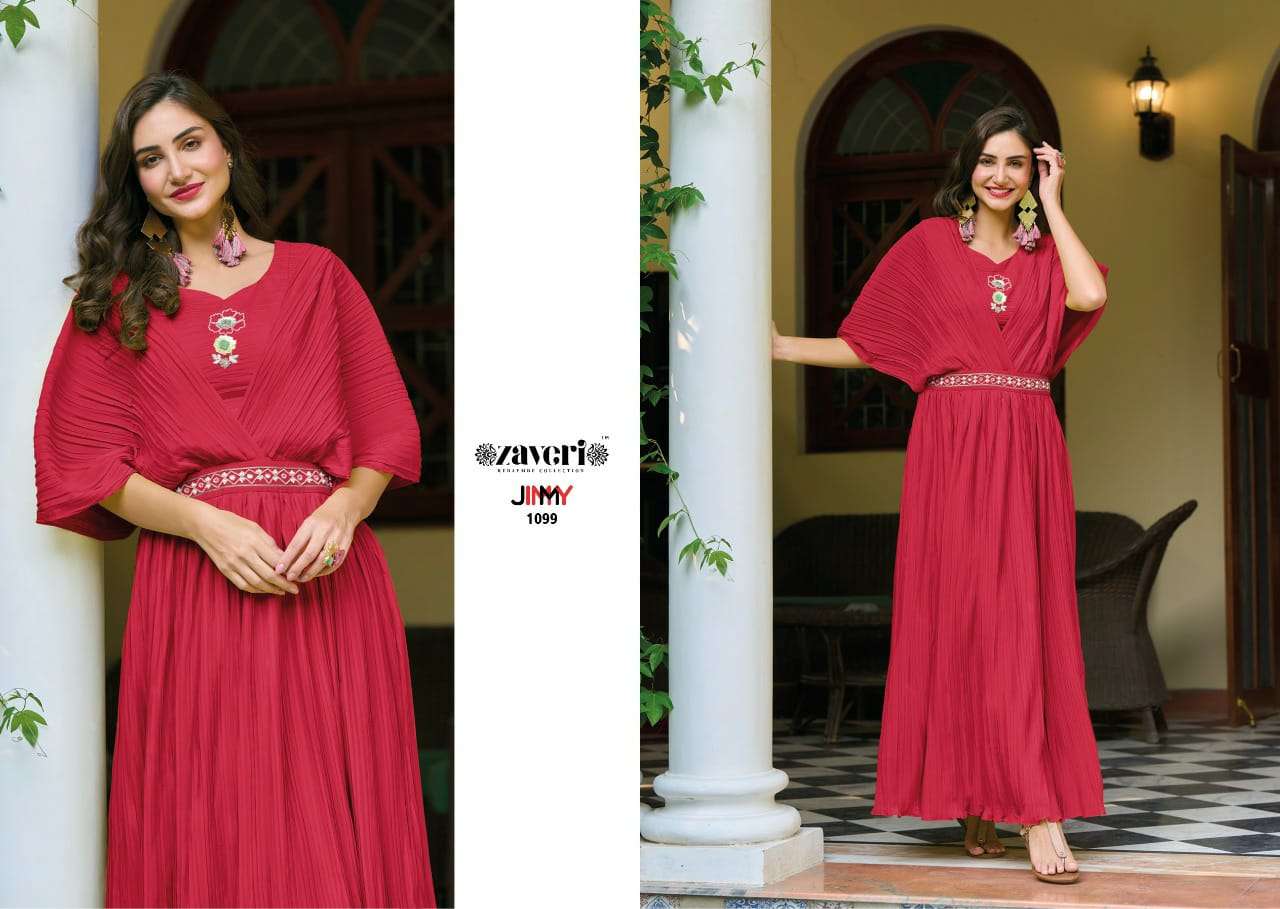 ZAVERI PRESENTS JIMMY DNO 1097 1100 SERIES INDAN WOMEN DESIGNER READY TO WEAR INDO WESTERN STYLE JUMSUIT FOR PARTY WEDDING FESTIVE WEAR GIRLISH WHOLESALE COLLECTION 7395