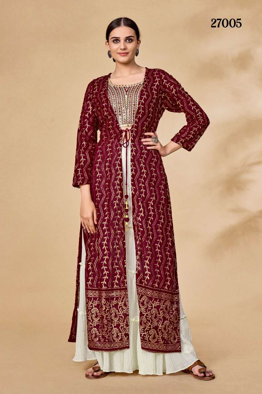 Navy Blue Faux Georgette Designer Suit buy online -