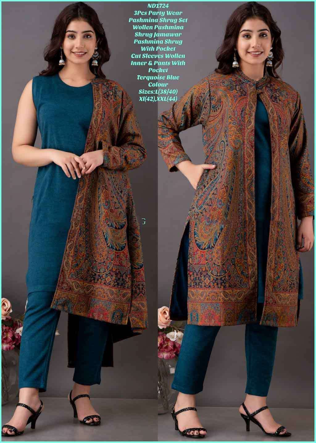 Buy Indian Party Wear Kurta Set Teal Blue Embroidered Kurti With Trousers  for Women Kurta With Palazzos Indian Dress Kurti With Pants Online in India  - Etsy
