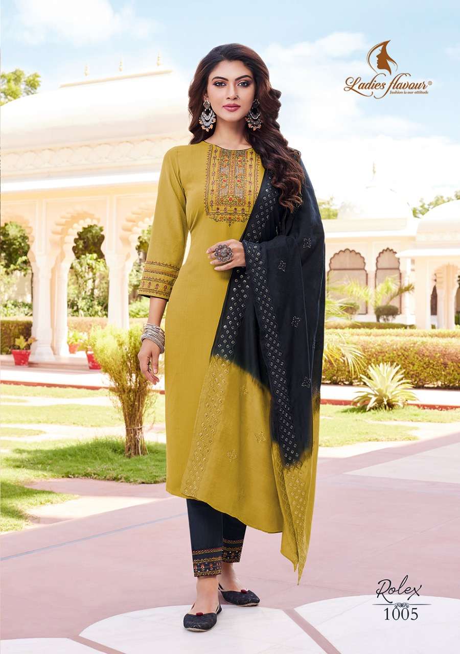 Ladies Flavour Rangat Stylish Kurti Pant Dupatta Pair Festive