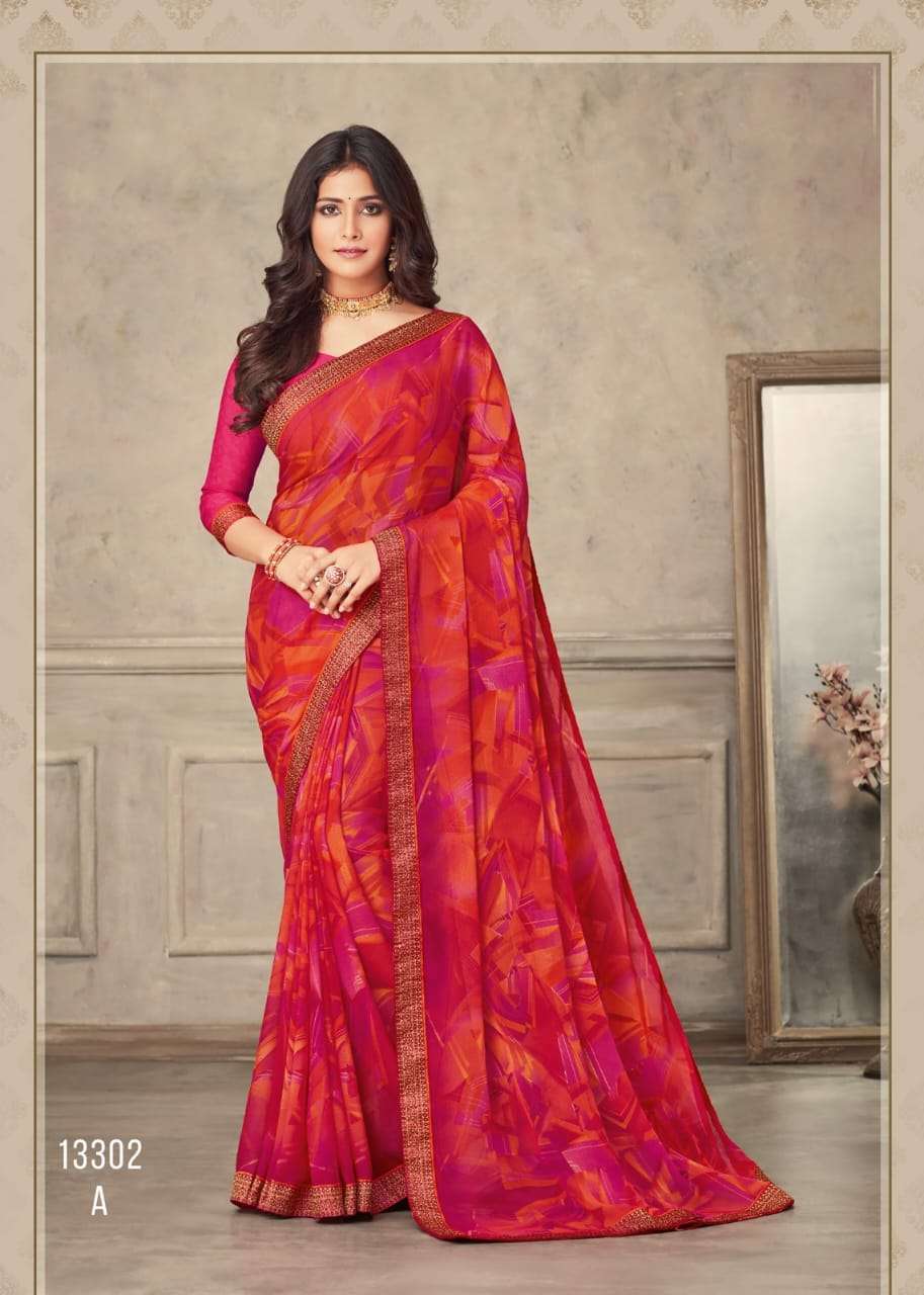 Rajguru Presents Seemoni Beautiful Designer Embroidery Work Chiffon Sarees  Catalogue Wholesaler And Exporters