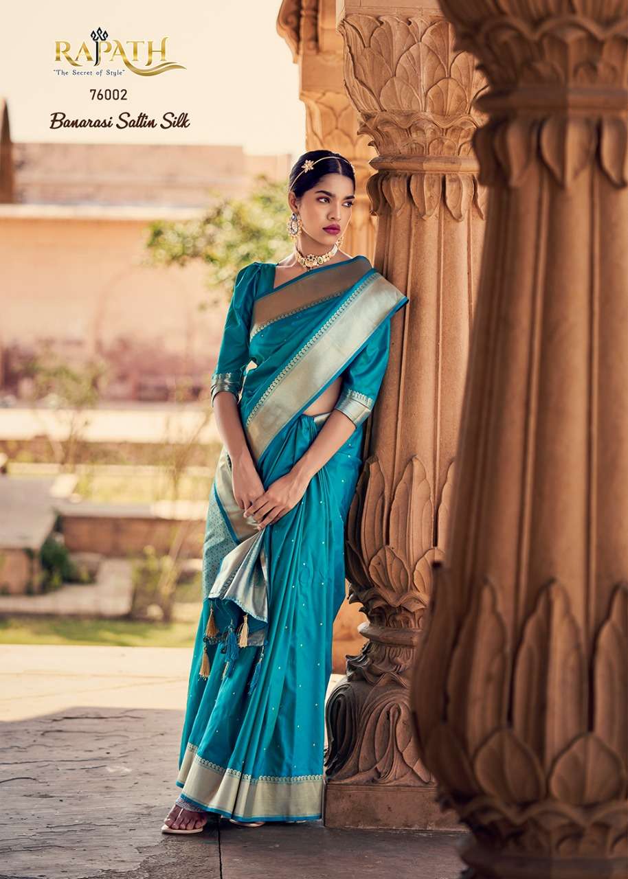 SEA GREEN SATIN SILK SAREE – Designer Clothing for Women – Block