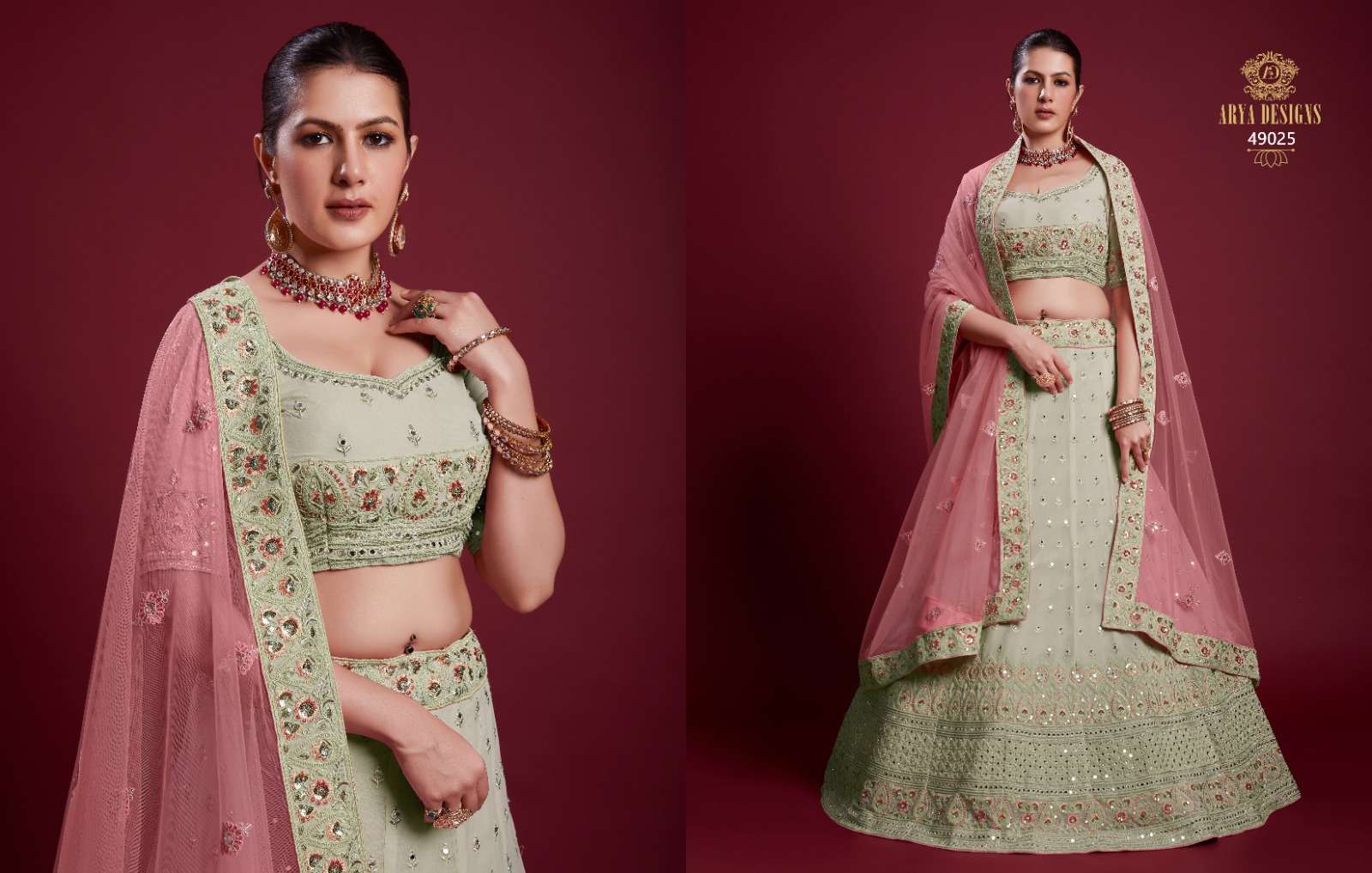 Arya Designs Poshak Vol 6 Dno 49001 49032 Series Heavy Women Georgette Net Lehenga Choli Party 1533