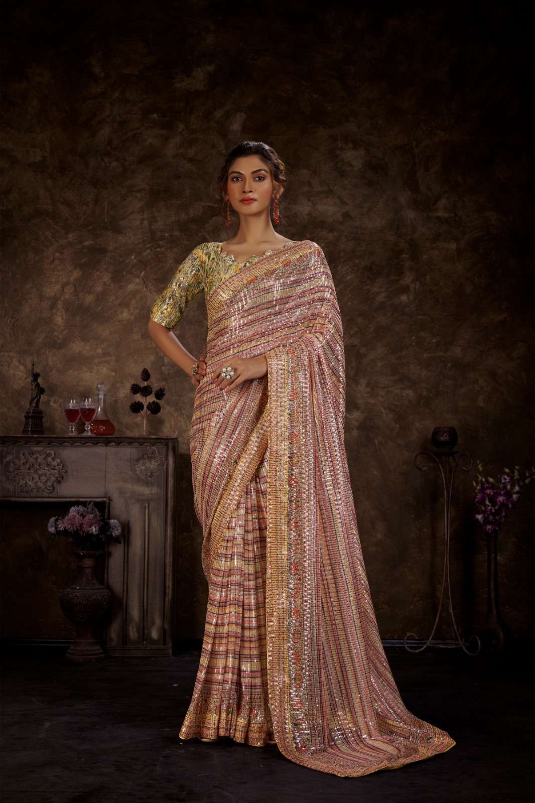 Pink Art Raw Silk Designer saree