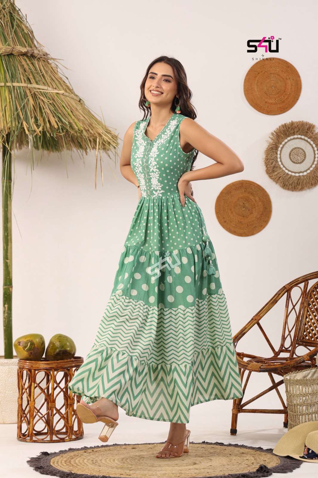 Pretty Silk Cotton Party Wear Gown | Latest Kurti Designs