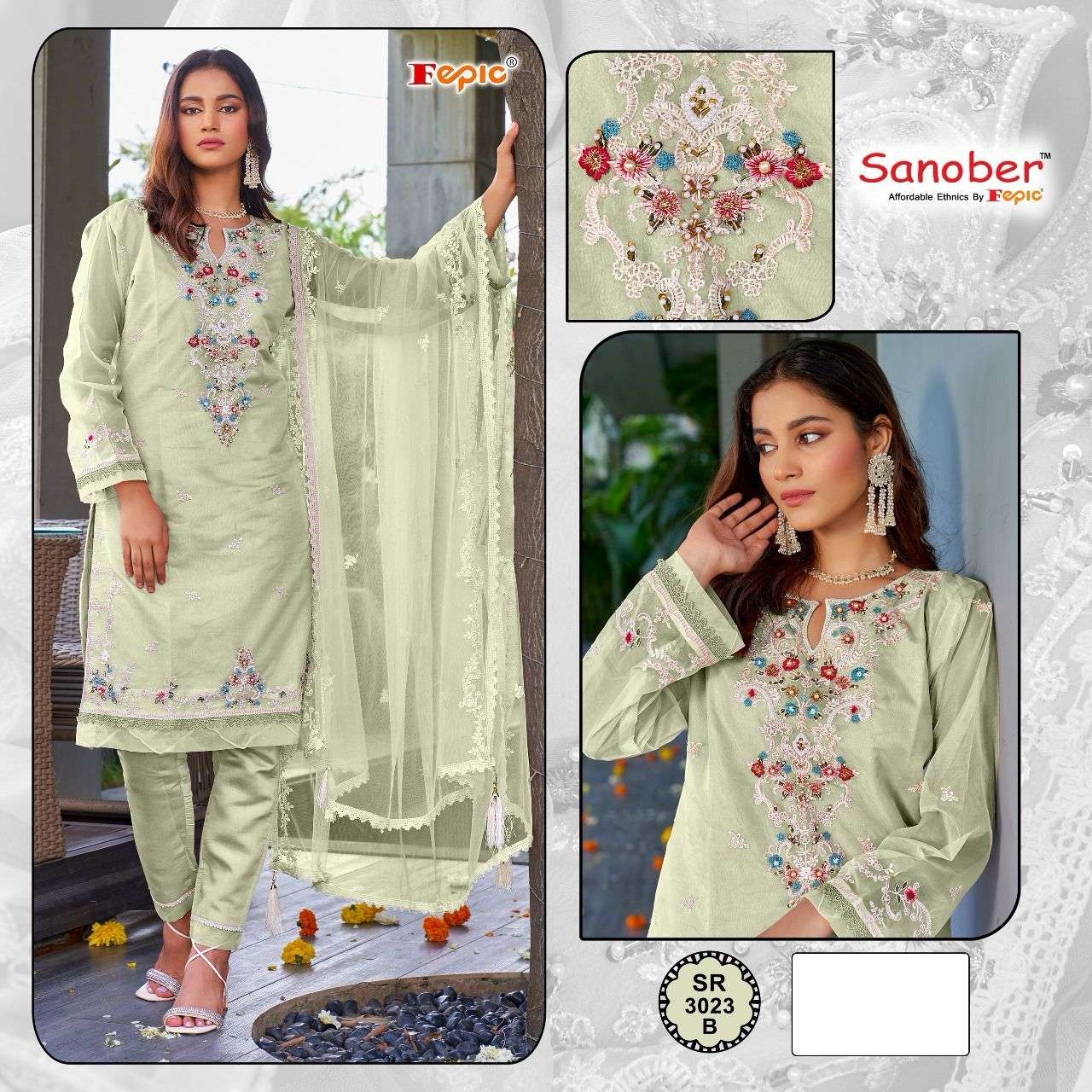 Sanobar Api FEPIC SANOBAR 3023 A B C READYMADE PAKISTANI SALWAR SUITS