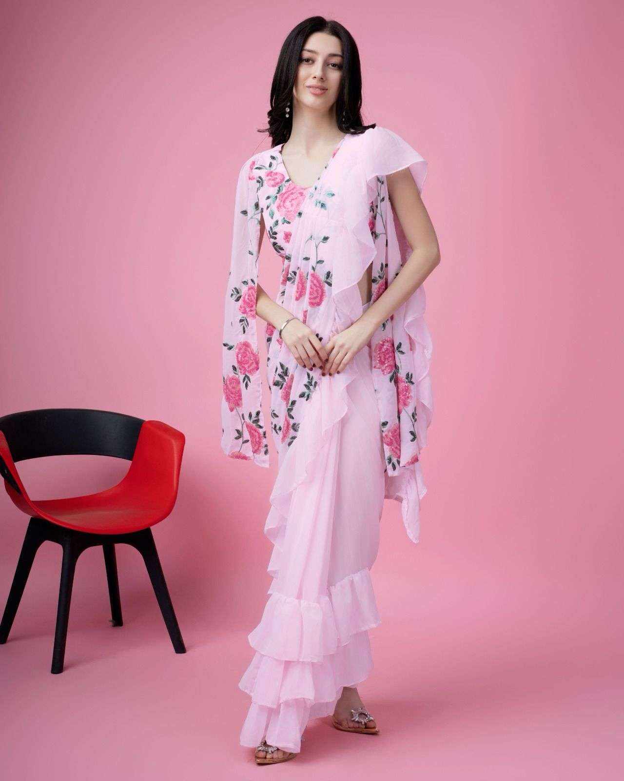 AMOHA DESIGN NO 10940 FLOWER PATTERN EMROIDRES SEQUINS WORK WITH FOGG ...
